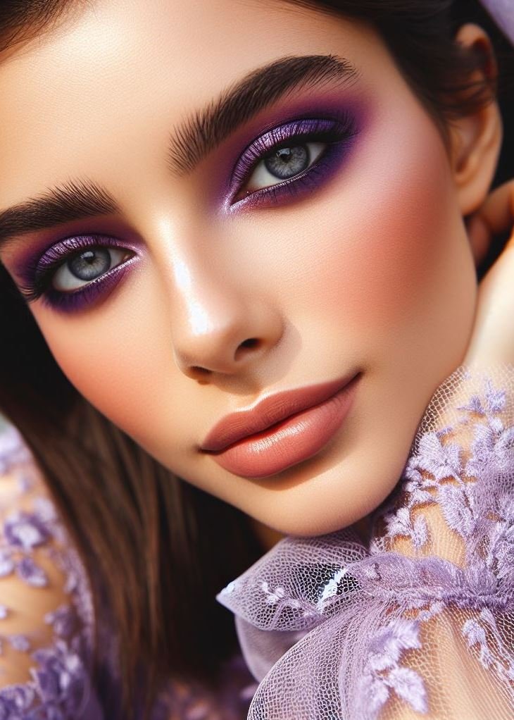 Sunset Hues: Create a mesmerizing blend of warm brown and sunset purple eyeshadow shades for a captivating and romantic look. Ideal for date nights or adding a touch of warmth.