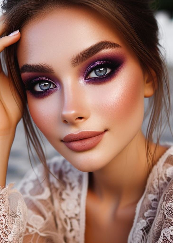 Graphic Geode: Channel your inner artist with a graphic, geometric design using brown and purple eyeshadow. Create sharp lines and defined shapes for a modern and edgy look.