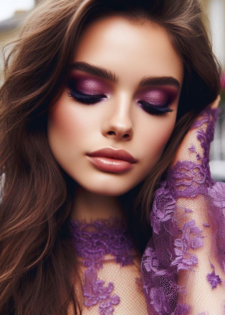 Graphic Glam: Channel your inner artist with a graphic eyeshadow look. Use a brown eyeliner to create a sharp graphic design, then fill it in with a vibrant purple eyeshadow. This bold look is perfect for those who love to experiment.