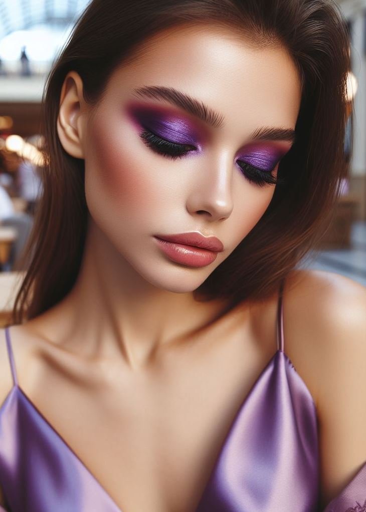 Smoky Sunset: Channel the fiery hues of a sunset with a blend of warm brown eyeshadow and a fiery copper-purple shade. This unique combination creates a captivating and eye-catching look.