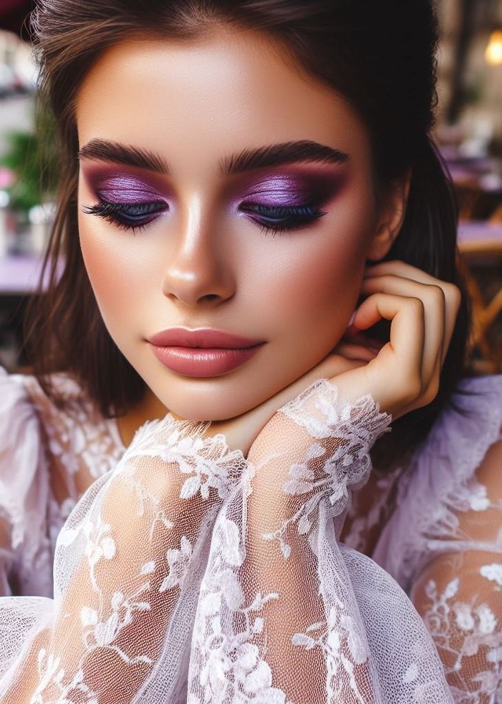 Grunge Goddess: Channel your inner rockstar with a blend of smudged brown eyeshadow and a deep, almost black, purple shade. This grungy look is perfect for a bold statement.