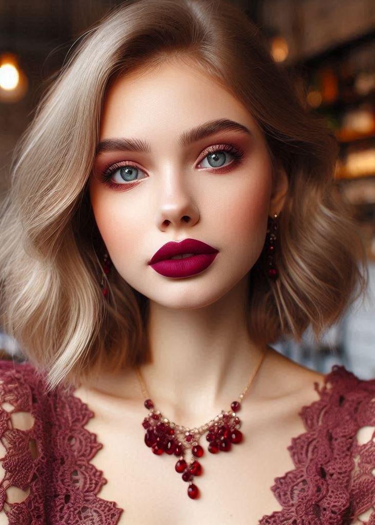 Grunge Inspiration: Wine Lip Color with an Edgy Twist: Channel your inner rockstar! Wine lip color paired with a smoky eye creates a touch of rebellion and unexpected edge, perfect for a bold statement.