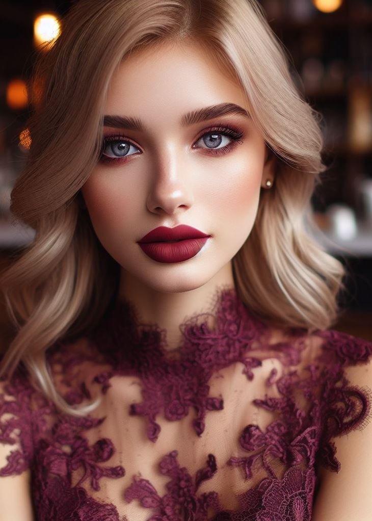 Modern Fairytale: Wine Lip Color for a Dreamy Touch: Embrace the magic with a wine lip color. This captivating shade adds a touch of drama and mystery, perfect for a special occasion or to add a touch of fantasy to your everyday makeup.