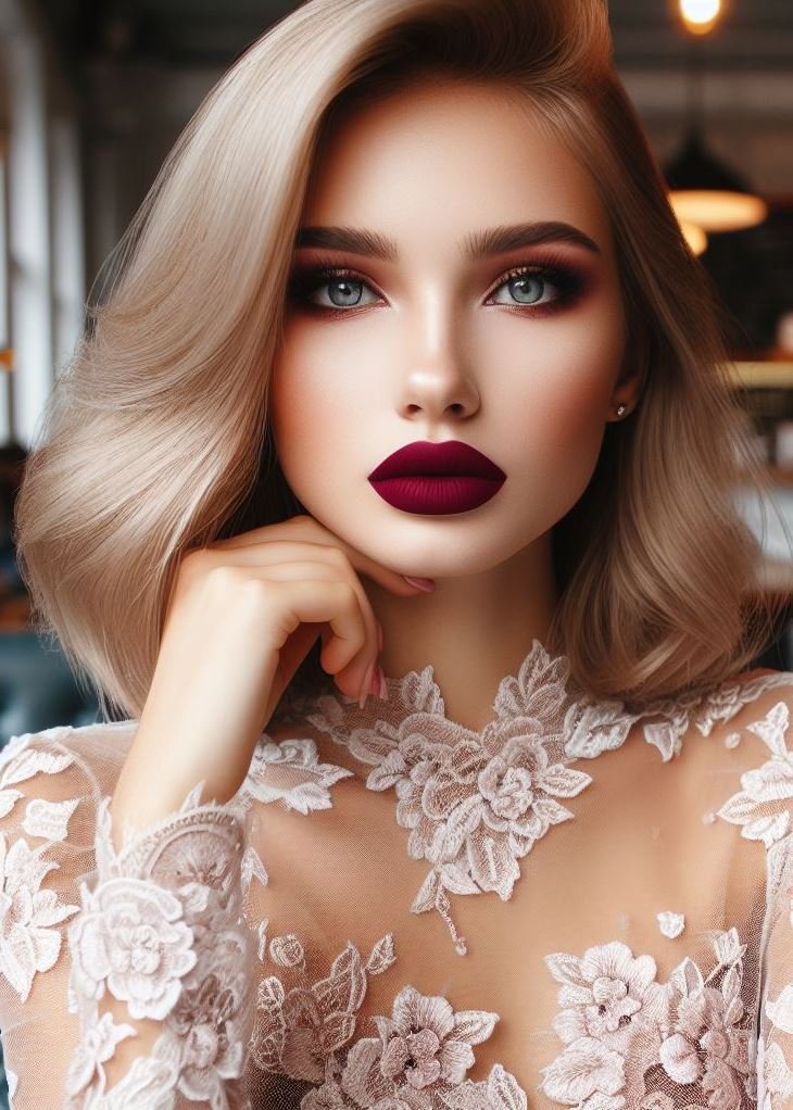 Wine & Glitter: A Touch of Fairytale Magic: Embrace a touch of fairytale magic! Add a hint of glitter to your wine lip color for a whimsical and unique look. Opt for a subtle shimmer or go bold with a dramatic glitter finish.