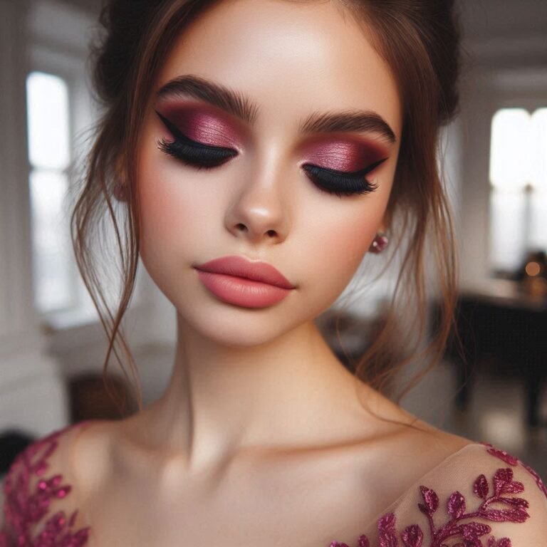 Fuchsia And Brown Eyeshadow Look