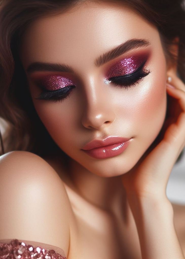 Subtle Shimmer with a Pop: Opt for a soft and romantic look with a light brown base and a hint of shimmery fuchsia eyeshadow on the center of the lid. This is perfect for daytime wear or adding a touch of unexpected color.