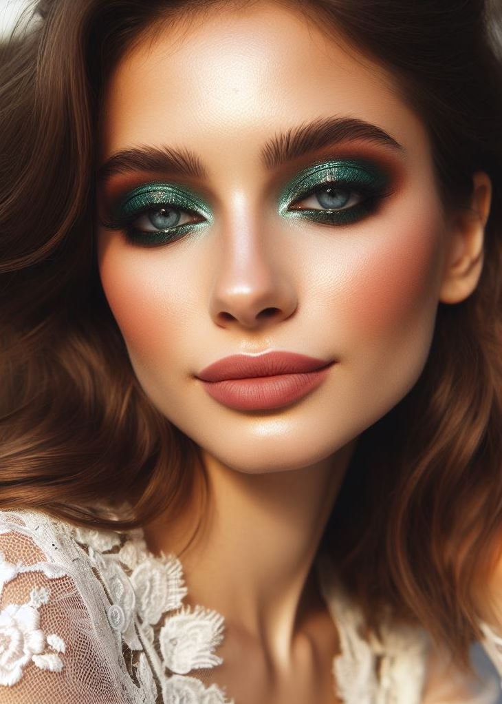 Subtle & Sophisticated: Green & Brown for a Hint of Earthiness: Green and brown eyeshadow can also be sophisticated and understated. Opt for soft, neutral browns and blend them with a touch of shimmery green in the inner corner of your eye for a natural yet captivating effect.