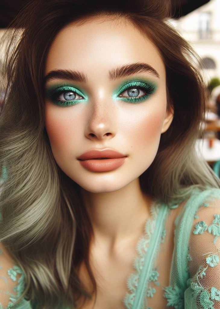 Metallic Magic: Green & Brown with a Shimmering Finish: Add a touch of luxury to your look with metallic green and brown eyeshadows. This unexpected combination creates a glamorous and eye-catching look.