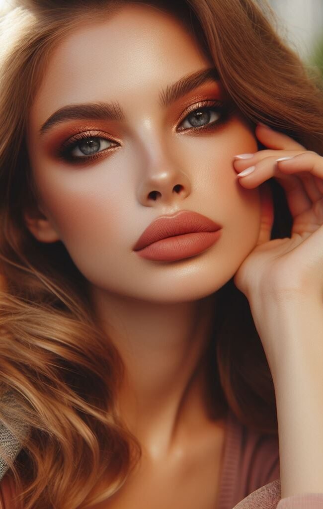 Grunge Chic with a Bold Lip Liner: Embrace a touch of edge with a dark, diffused smokey eye and a cool-toned nude lip. Line your lips with a darker lip liner in a brown or plum shade to add definition and a touch of drama.