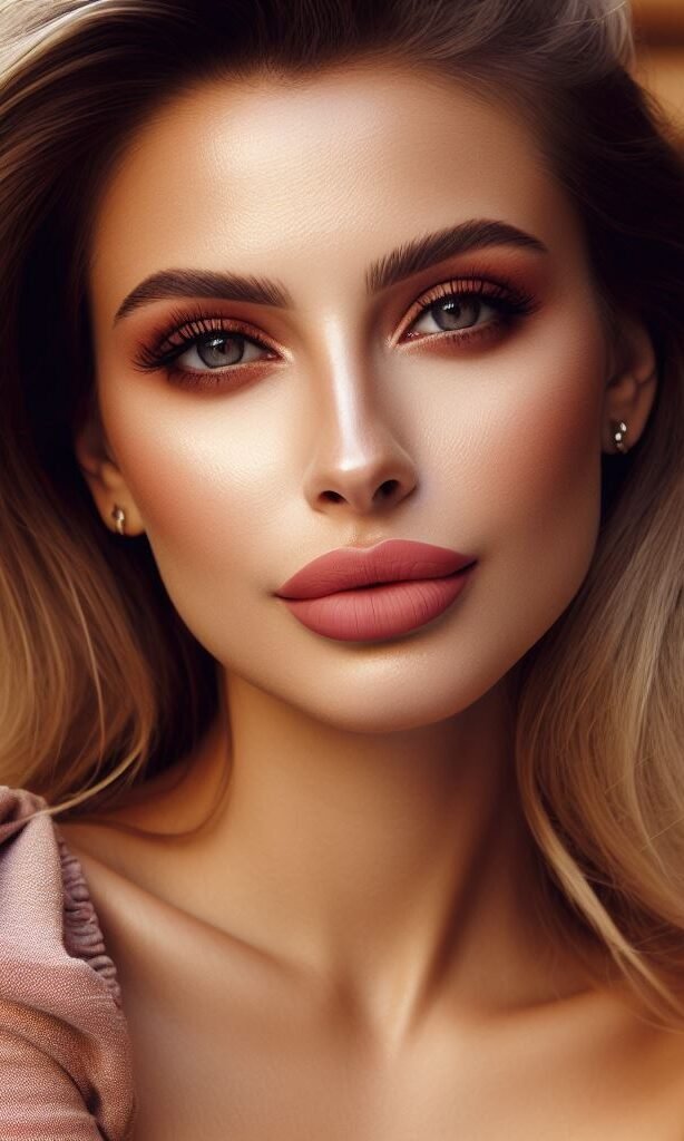 Winter Wonderland with Cool Tones: Keep things cool and fresh with a rosy blush and a matte, slightly pink nude lip. This look is perfect for winter weather and complements paler skin tones beautifully.