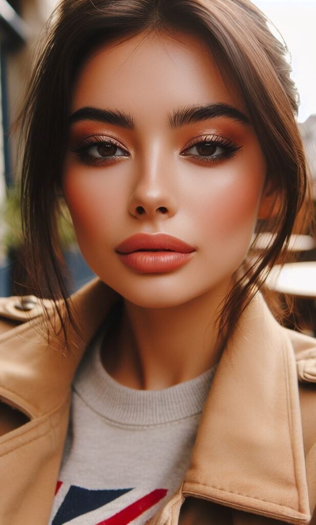 Modern Audrey: Channel timeless elegance with a crisp winged liner in black gel and a soft pink nude lip with a satin finish. Keep your brows groomed and natural for a polished look.