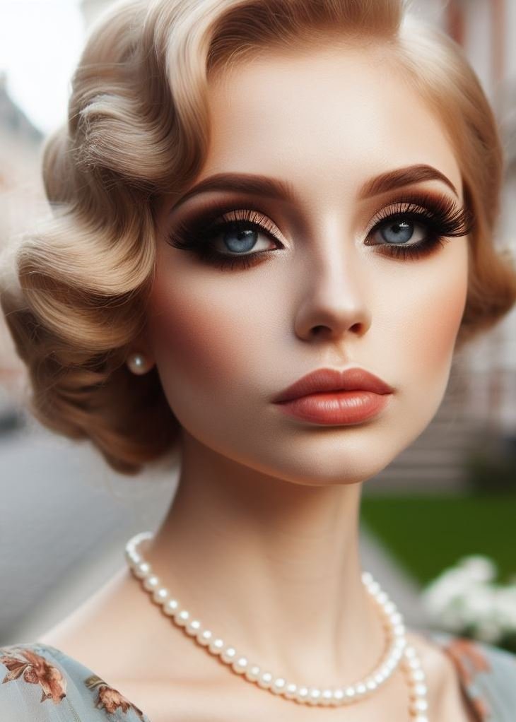 Go Glamorous with a Pin-Up Inspired Retro Look: Embrace the playful charm of the pin-up era with a retro makeup look. Think flawless skin, defined brows, dramatic eyeliner with a subtle cat-eye flick, and a classic red lip for a touch of vintage allure.