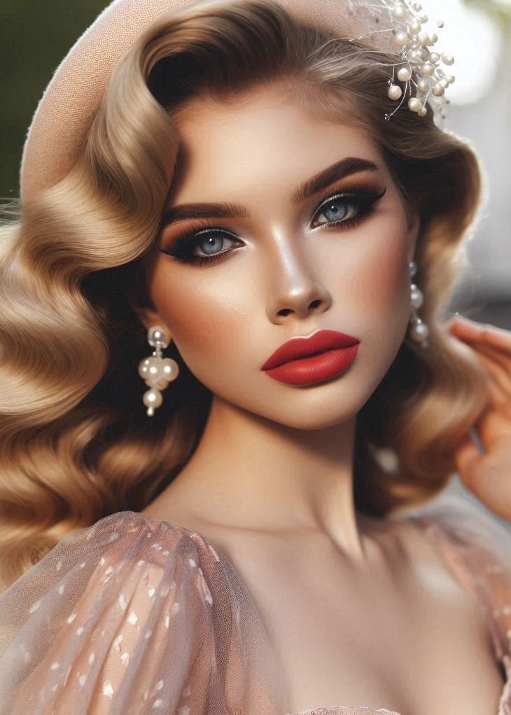 Reimagine the Roaring Twenties with a Flapper-Inspired Retro Look: Transport yourself back to the Jazz Age with a flapper-inspired retro makeup look. Think bold red lips, dramatic kohl eyeliner, and a beauty mark for a touch of vintage sophistication.